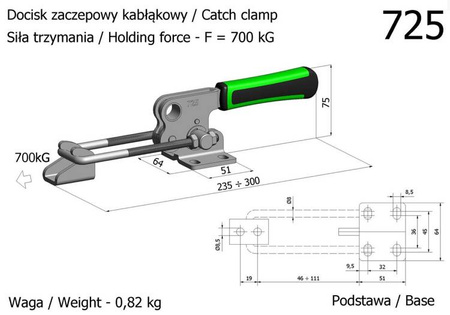 RAIS Docisk szybkomocujący zaczepowy poziomy nr 725