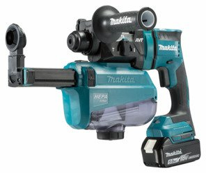 Makita Akumulatorowa młotowiertarka DHR182 18V BL Li-Ion 2 x 5,0Ah, ładowarka, walizka Makpac, system odsysania pyłu DX05