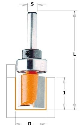 CMT Frez HM D=12,7 I=19 L=57,2 S=6,35 Z2 z łożyskiem