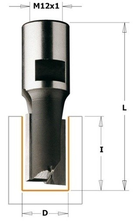 CMT Frez HM D=15 I=25 L=60 S=M12x1 Z=2+1 